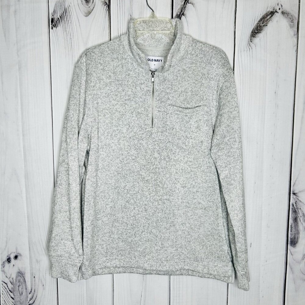 Old Navy 1/4 Zip Fleece Pullover Mens Sz M Heather Gray Pocket